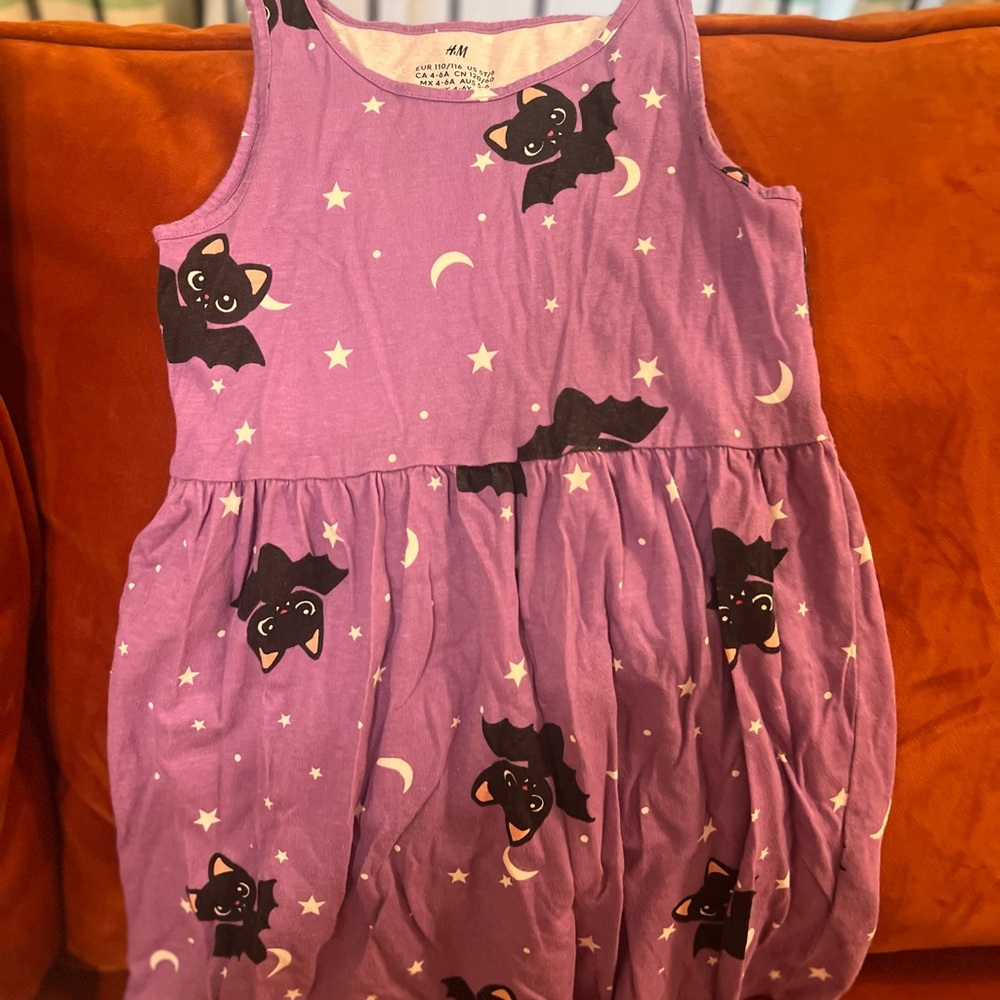 H&M Kids Nightgown in Purple with Bat and Moon Print